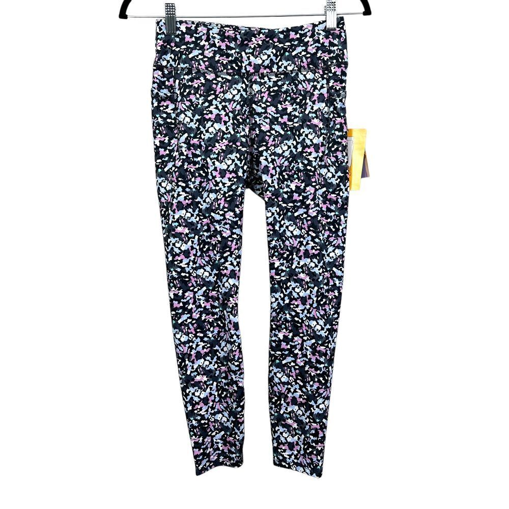 Avia Girls Athletic Leggings High Waist Abstract Print Pink Blue Black L 10-12*